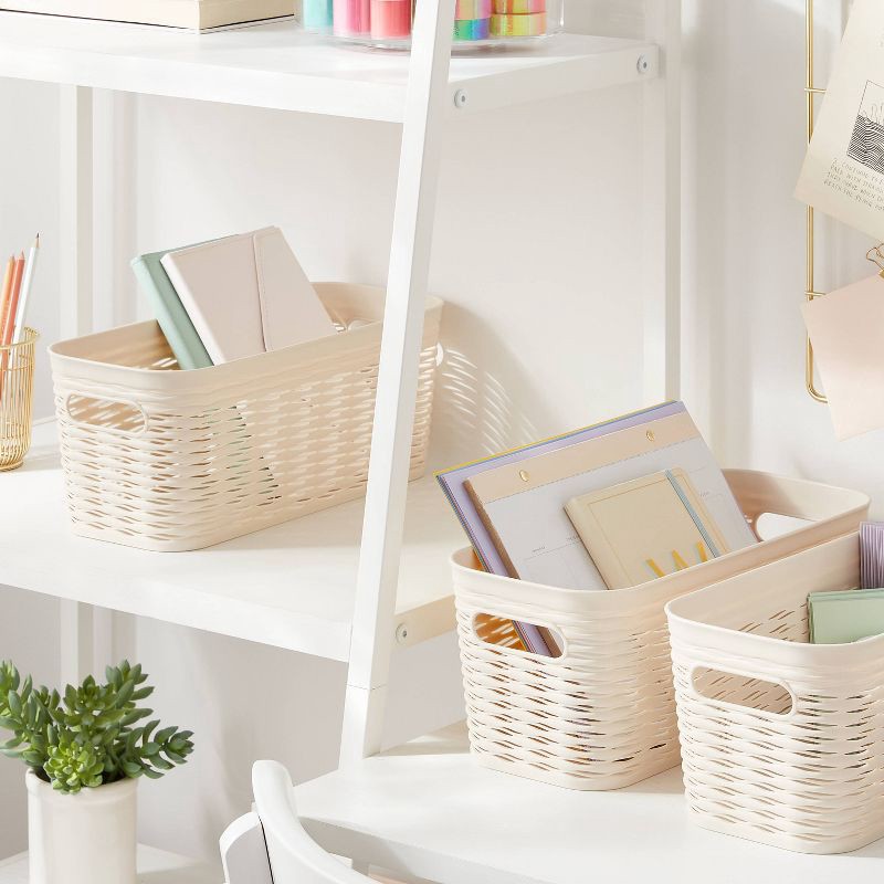 slide 2 of 5, 3pk Wave Half Medium Decorative Baskets Cream - Brightroom™, 3 ct