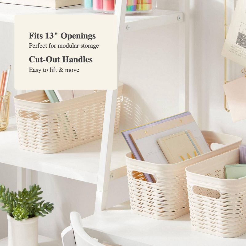 slide 4 of 5, 3pk Wave Half Medium Decorative Baskets Cream - Brightroom™, 3 ct