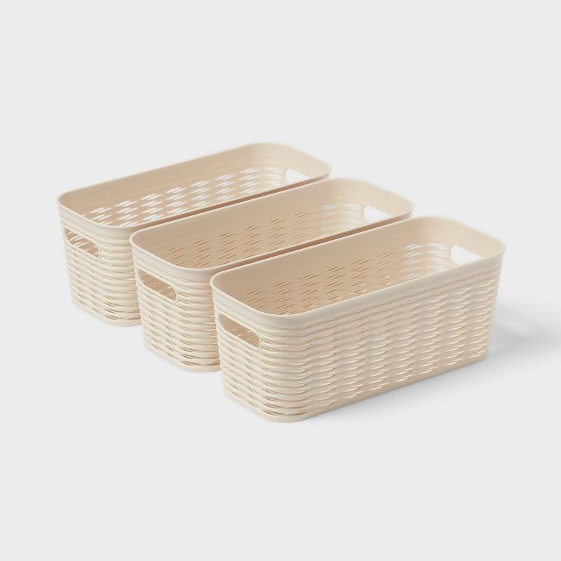 slide 1 of 5, 3pk Wave Half Medium Decorative Baskets Cream - Brightroom™, 3 ct