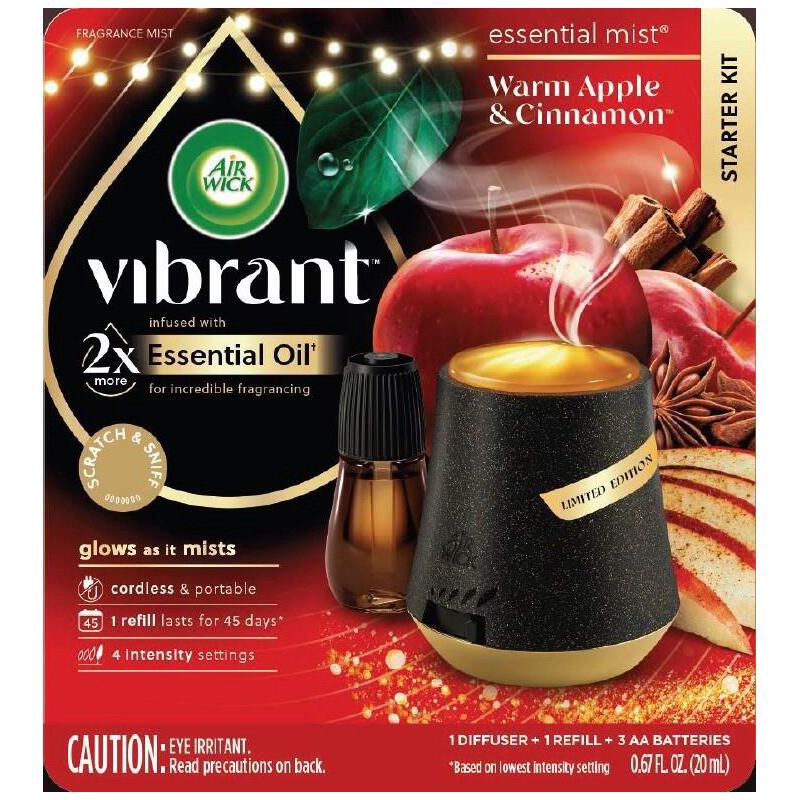 slide 1 of 10, Air Wick 0.67 fl oz Essential Mist - Warm Apple & Cinnamon - 3pk, 3 ct; 0.67 fl oz