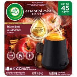Air Wick 0.67 fl oz Essential Mist - Warm Apple & Cinnamon - 2pk: Aromatherapy, Electric, Battery Powered
