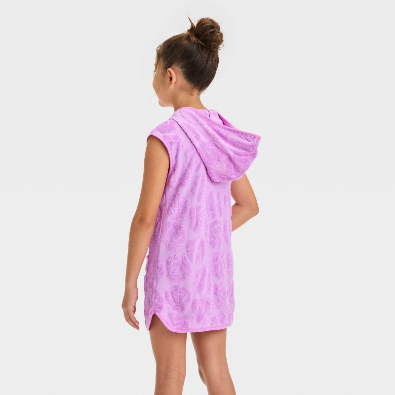 slide 2 of 3, Girls' Solid Cover Up Dress - Cat & Jack™ Purple S: Front Pocket, Loop Terry, 1 ct