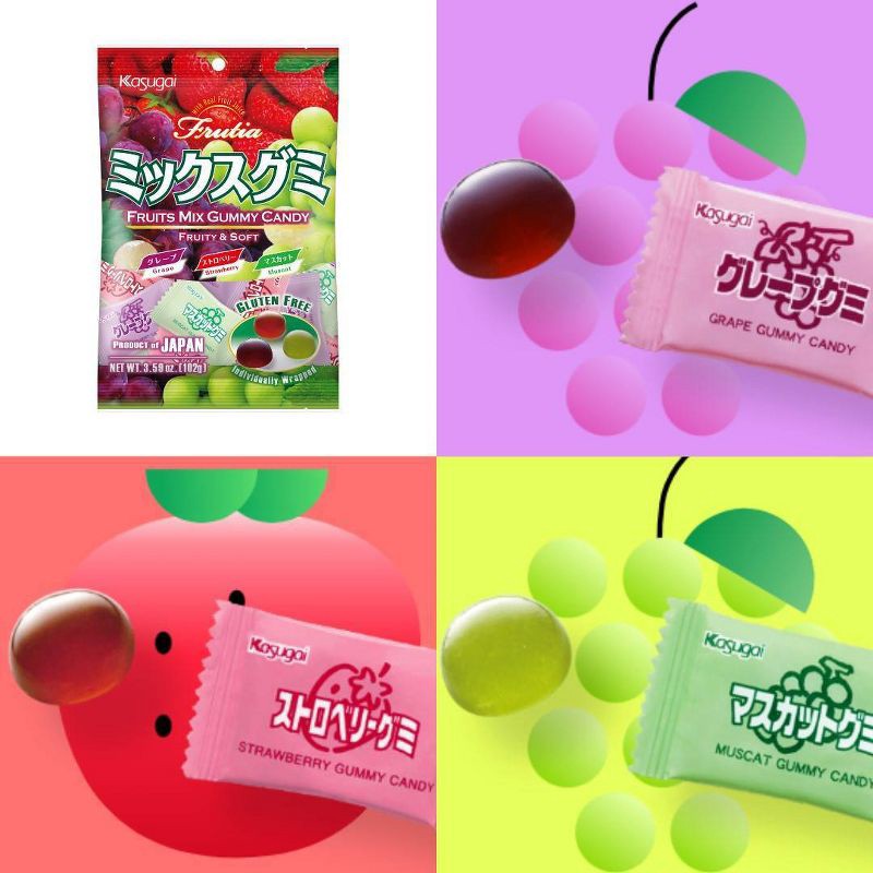 slide 4 of 4, Kasugai Frutia Traditional Mix Gummy Candy - 3.59oz, 3.59 oz