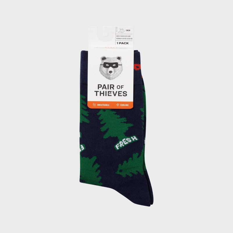 slide 2 of 6, Pair of Thieves Men's Tree Print Crew Socks - 6-12, 1 ct