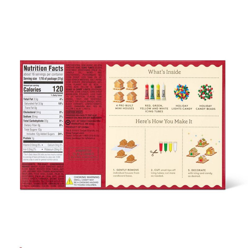 slide 2 of 4, Christmas Pre-Built Mini Gingerbread House with Decorations & Icing Pens - 17.6oz/4pk - Favorite Day™, 17.6 oz, 4 ct