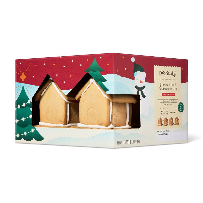 slide 3 of 4, Christmas Pre-Built Mini Gingerbread House with Decorations & Icing Pens - 17.6oz/4pk - Favorite Day™, 17.6 oz, 4 ct