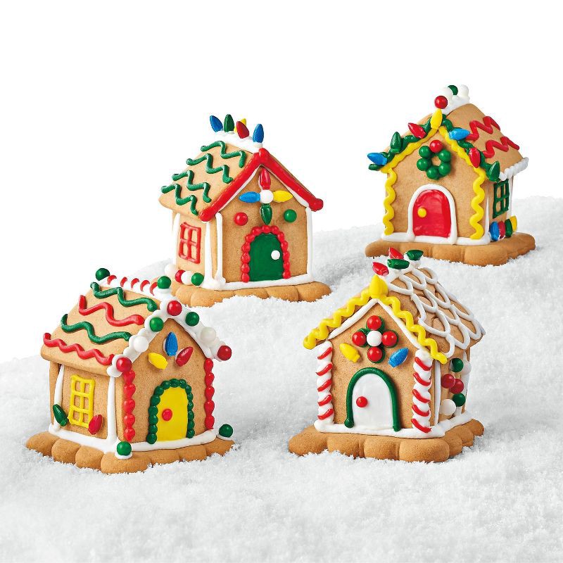 slide 4 of 4, Christmas Pre-Built Mini Gingerbread House with Decorations & Icing Pens - 17.6oz/4pk - Favorite Day™, 17.6 oz, 4 ct