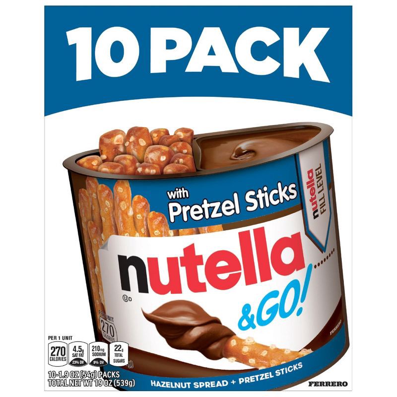 slide 1 of 10, Nutella and Go! Hazelnut Spread with Pretzel Sticks - 19oz/10ct, 10 ct; 19 oz