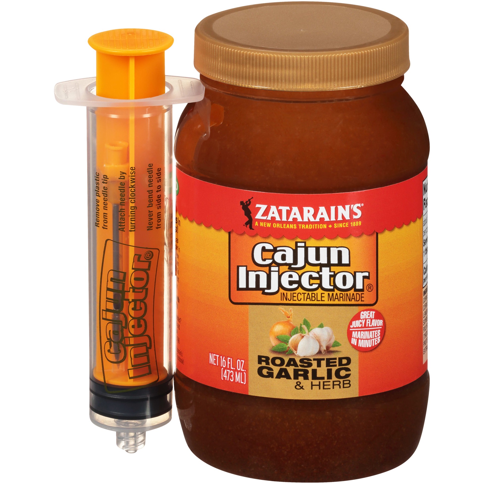 slide 1 of 5, Zatarain's Cajun Injectors Marinade Garlic & Herb, 16 oz