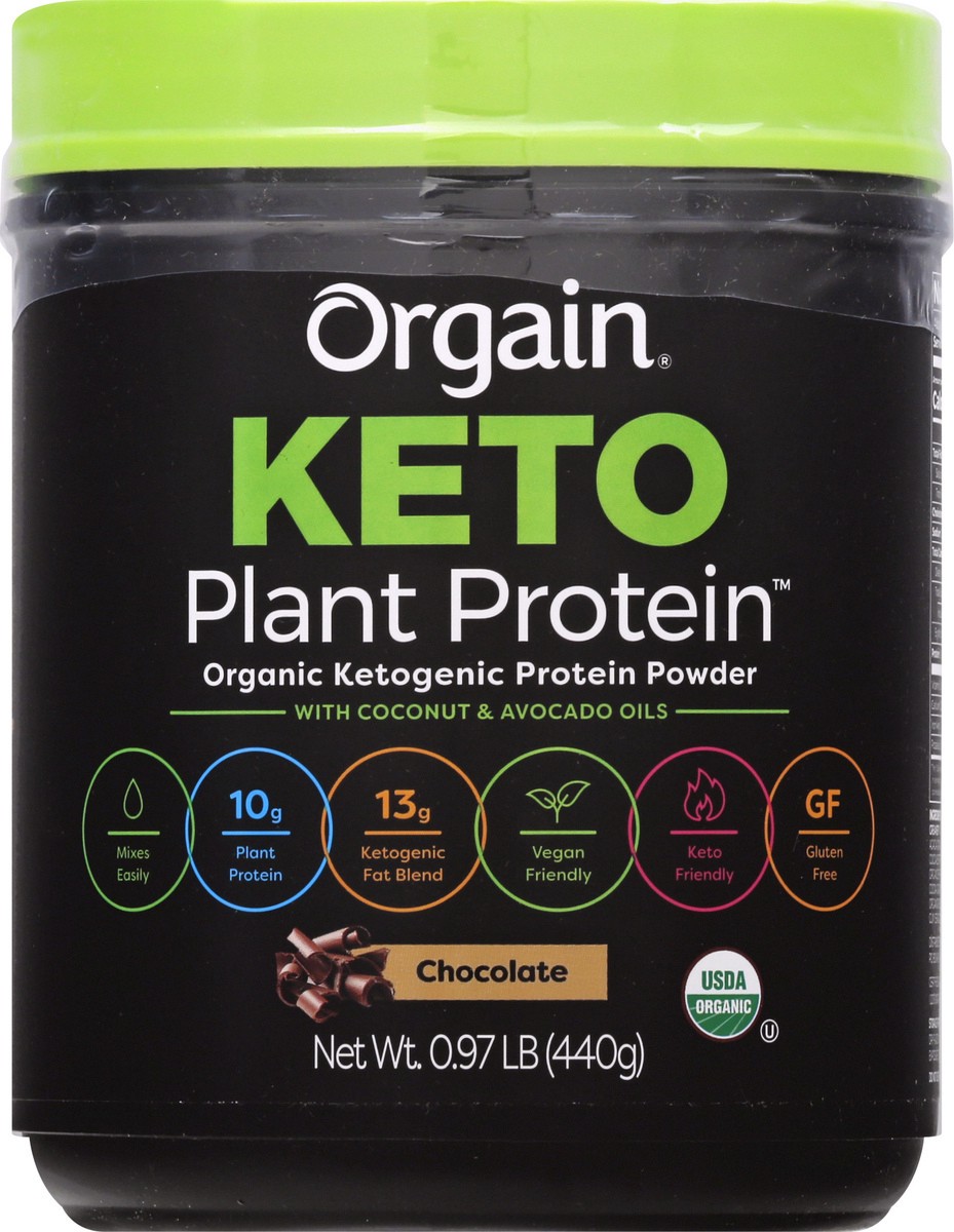 slide 4 of 10, Orgain Organic Vegan Keto 10g Plant Based Protein Powder- Chocolate Flavor, 15.5 oz, 15.5 oz