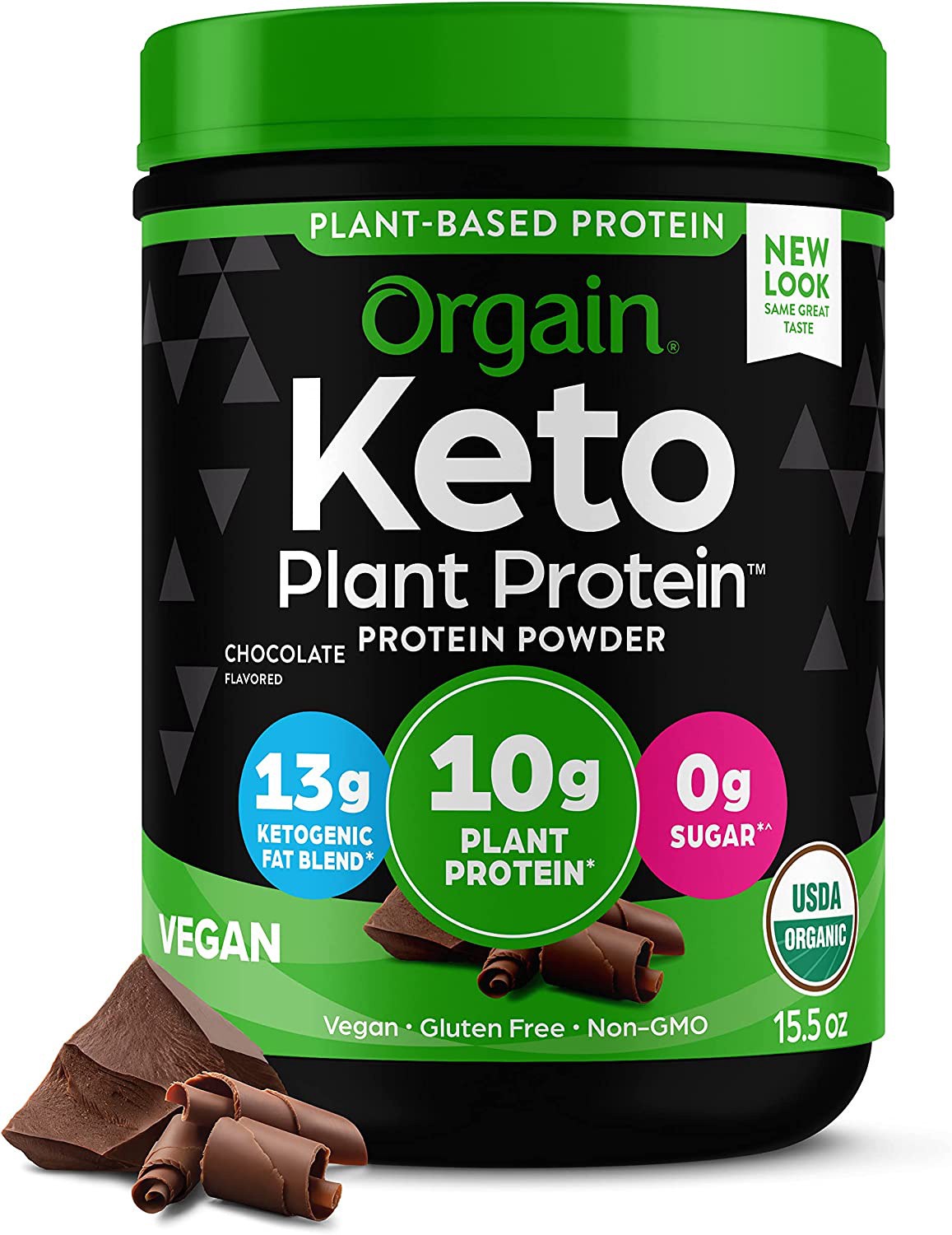 slide 1 of 10, Orgain Organic Vegan Keto 10g Plant Based Protein Powder- Chocolate Flavor, 15.5 oz, 15.5 oz