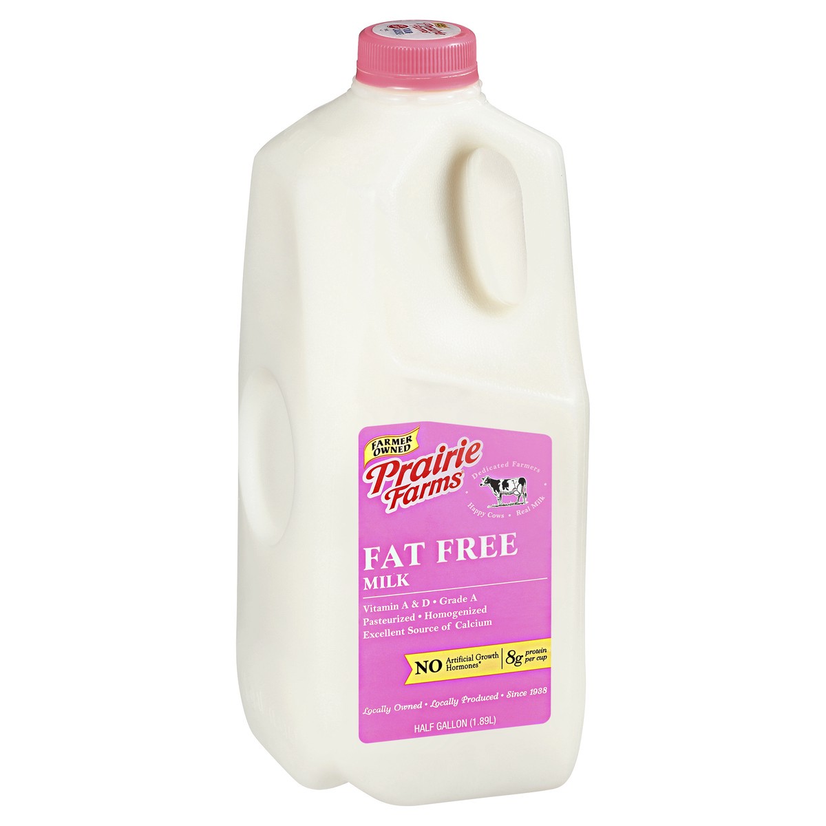 slide 3 of 12, Prairie Farms Fat Free Milk 0.5 gl Jug, 1/2 gal
