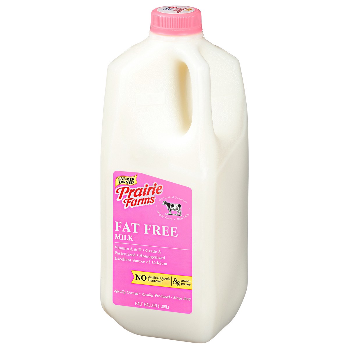 slide 9 of 12, Prairie Farms Fat Free Milk 0.5 gl Jug, 1/2 gal