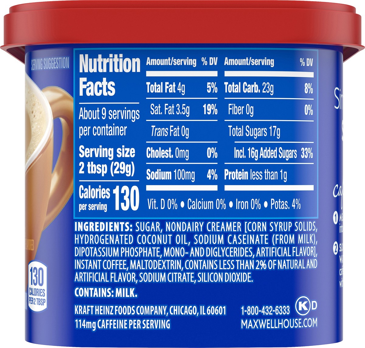 slide 5 of 13, Maxwell House International Hazelnut Café-Style Instant Coffee Beverage Mix, 9 oz. Canister, 9 oz