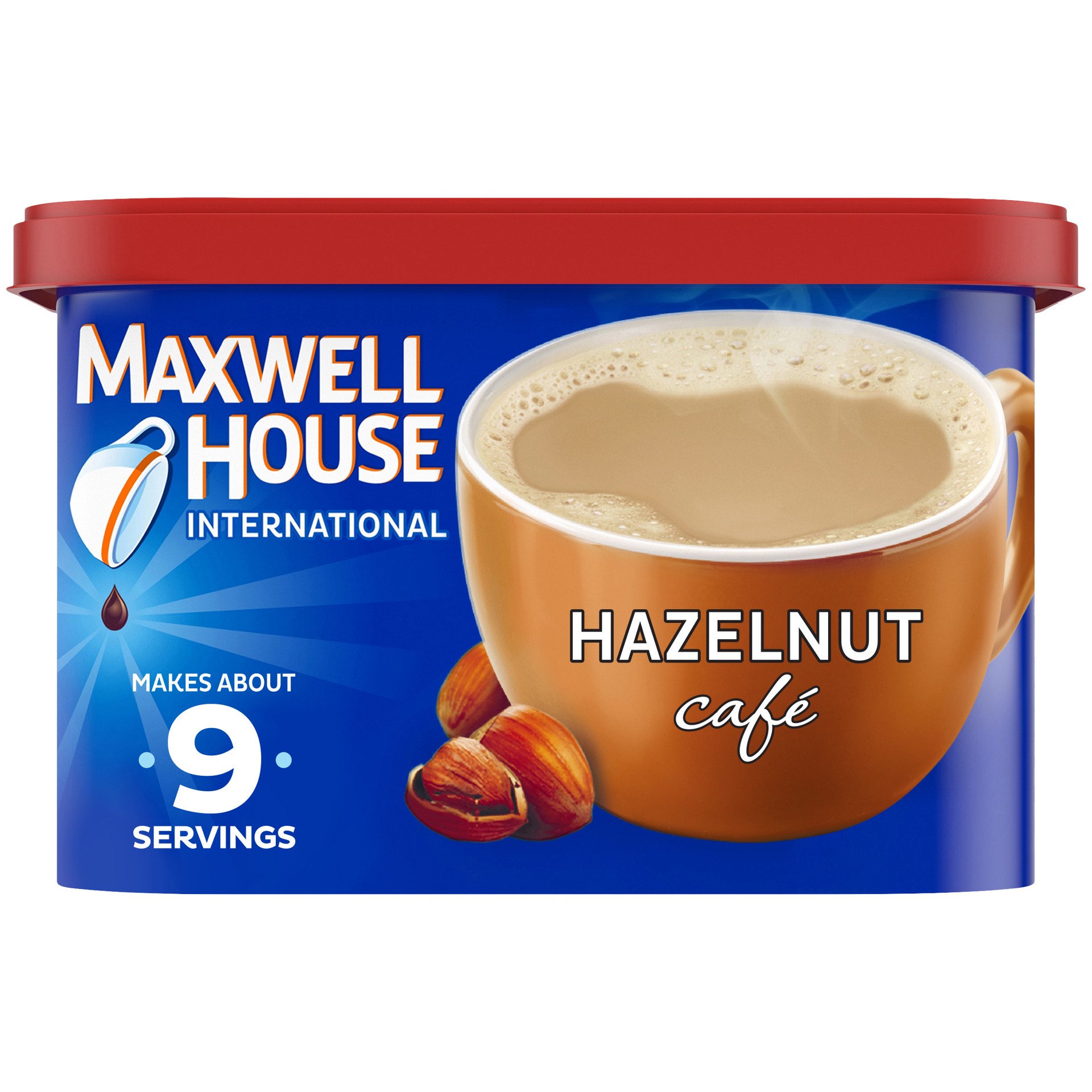 slide 1 of 13, Maxwell House International Hazelnut Café-Style Instant Coffee Beverage Mix, 9 oz. Canister, 9 oz