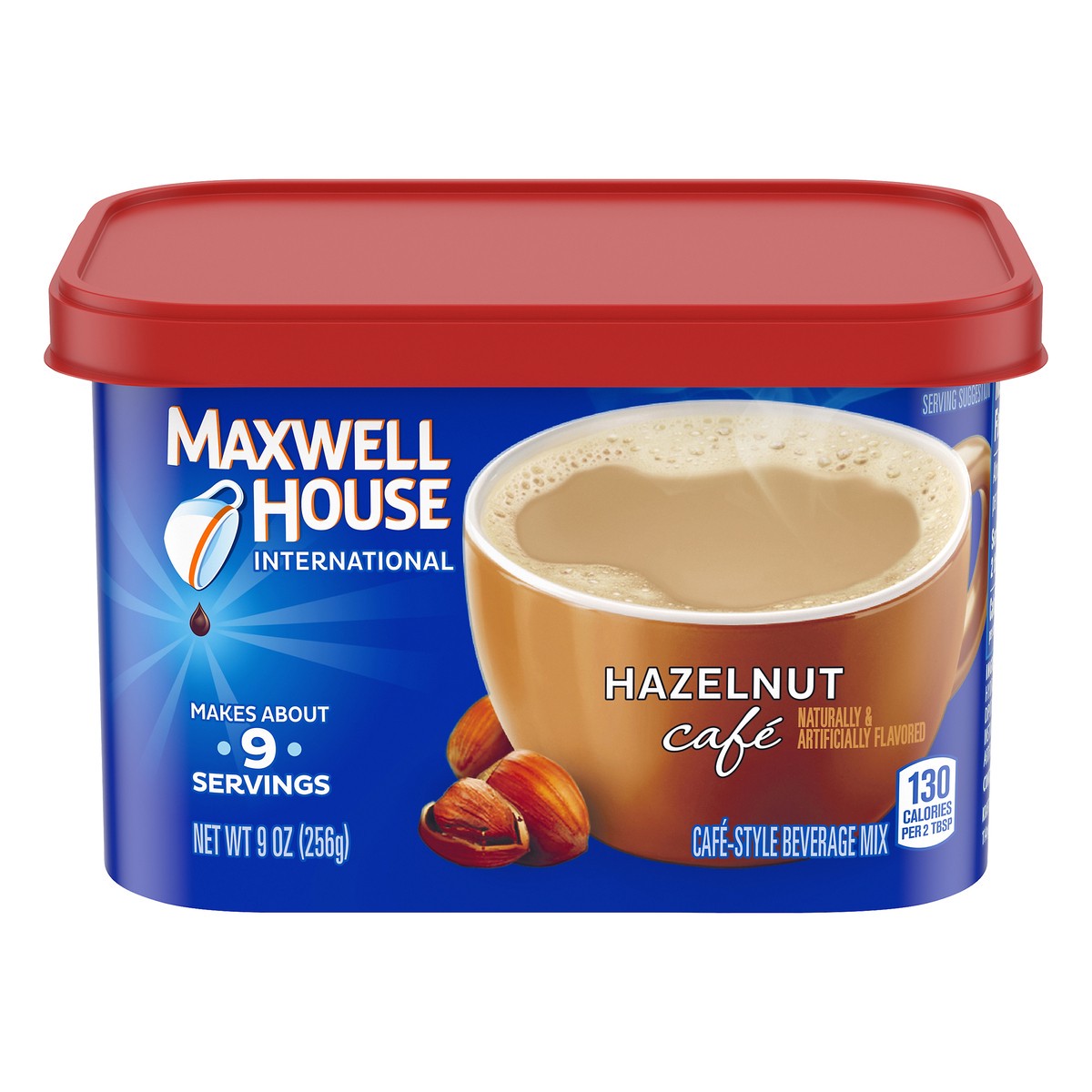 slide 8 of 13, Maxwell House International Hazelnut Café-Style Instant Coffee Beverage Mix, 9 oz. Canister, 9 oz