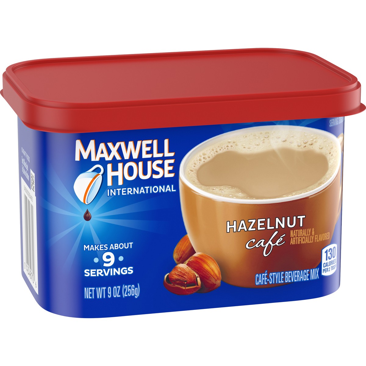 slide 7 of 13, Maxwell House International Hazelnut Café-Style Instant Coffee Beverage Mix, 9 oz. Canister, 9 oz