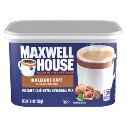Maxwell House Instant Cafe-Style Beverage Mix, Easy to Prepare, 1 Canister, for Quick Morning Coffee or Afternoon Treat, Hazelnut Cafe, Kosher Dairy, 9 oz