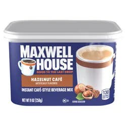 Maxwell House Instant Cafe-Style Beverage Mix, Easy to Prepare, 1 Canister, for Quick Morning Coffee or Afternoon Treat, Hazelnut Cafe, Kosher Dairy, 9 oz