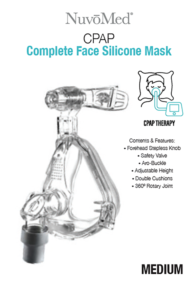 slide 1 of 4, Nuvomed Cpap Complete Face Silicone Mask, 1 ct