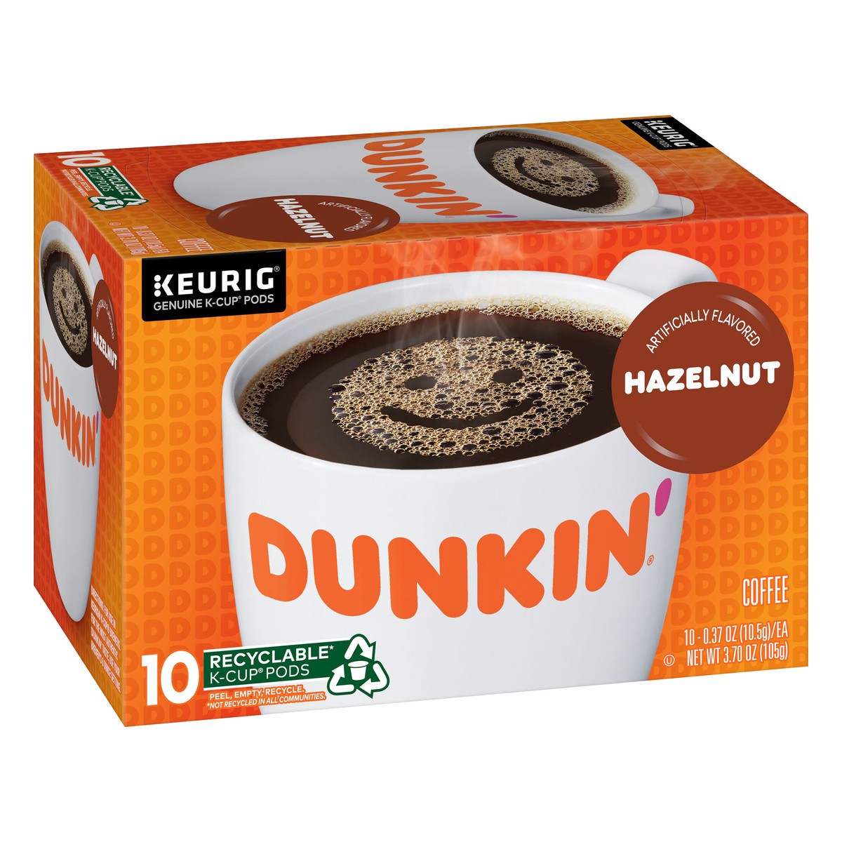 slide 7 of 9, Dunkin' Hazelnut K-Cup Single-Serve Pods, 10 ct