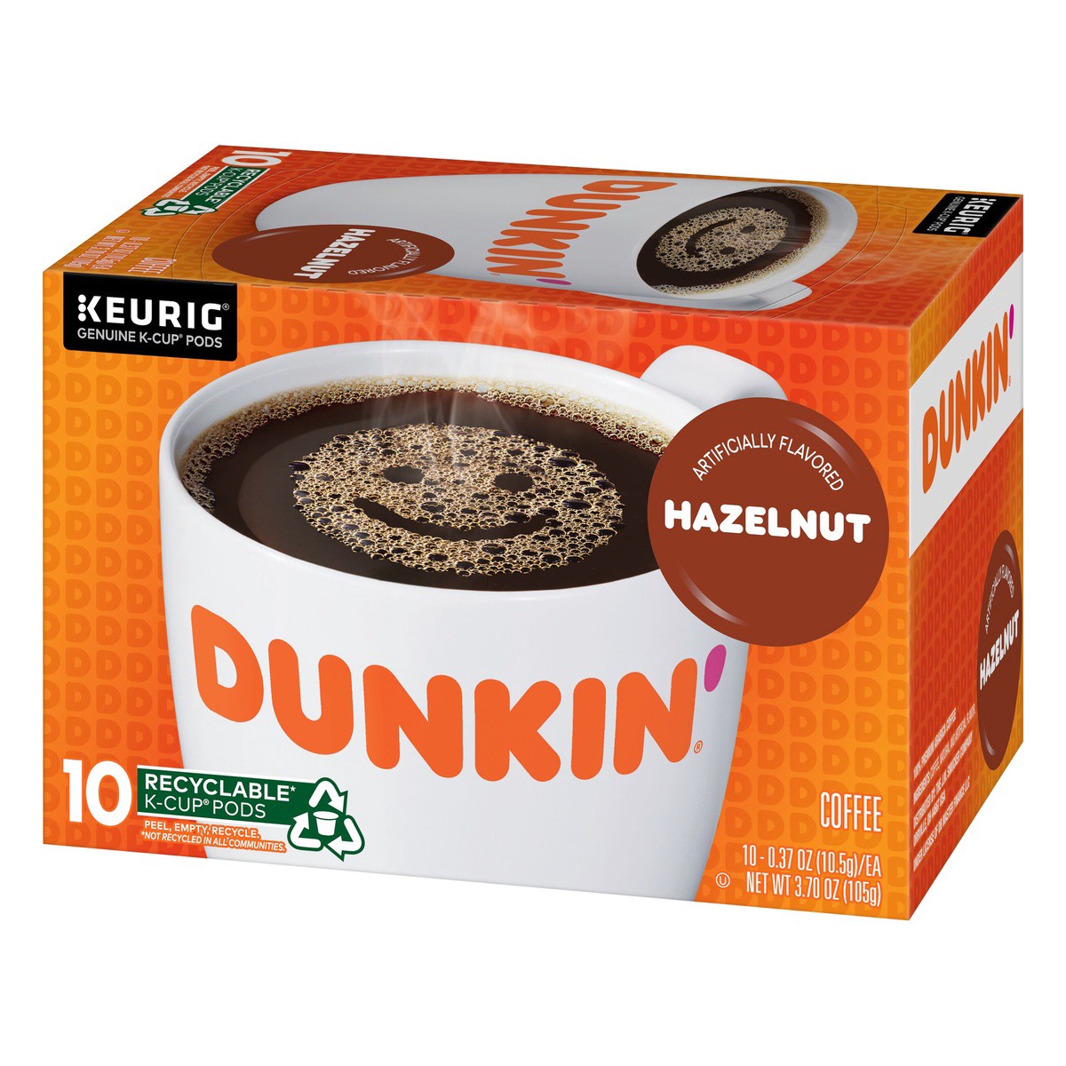slide 9 of 9, Dunkin' Hazelnut K-Cup Single-Serve Pods, 10 ct