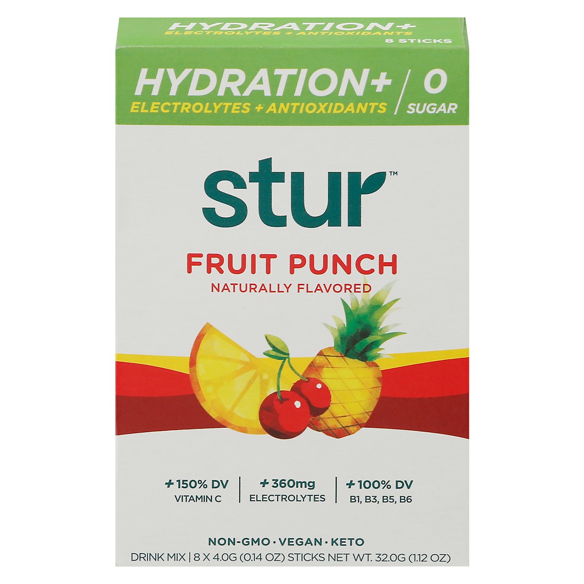 slide 1 of 9, Stur Hydration+ Fruit Punch Drink Mix ea - 8 ct, 8 ct