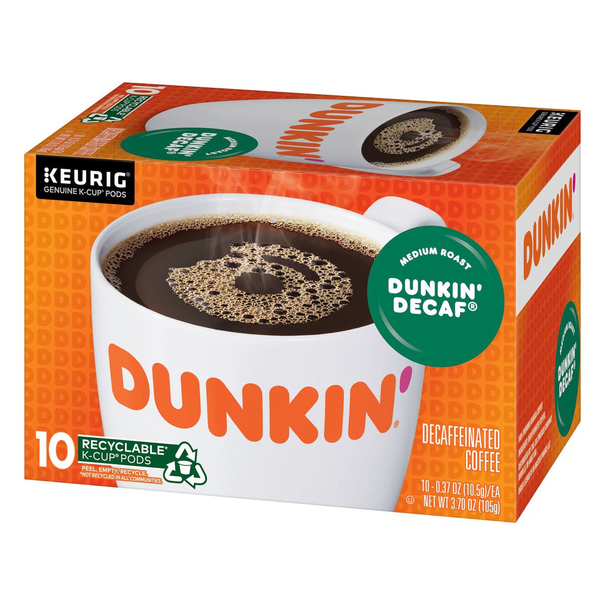 slide 7 of 9, Dunkin' Decaf K-Cup Single-Serve Pods, 10 ct