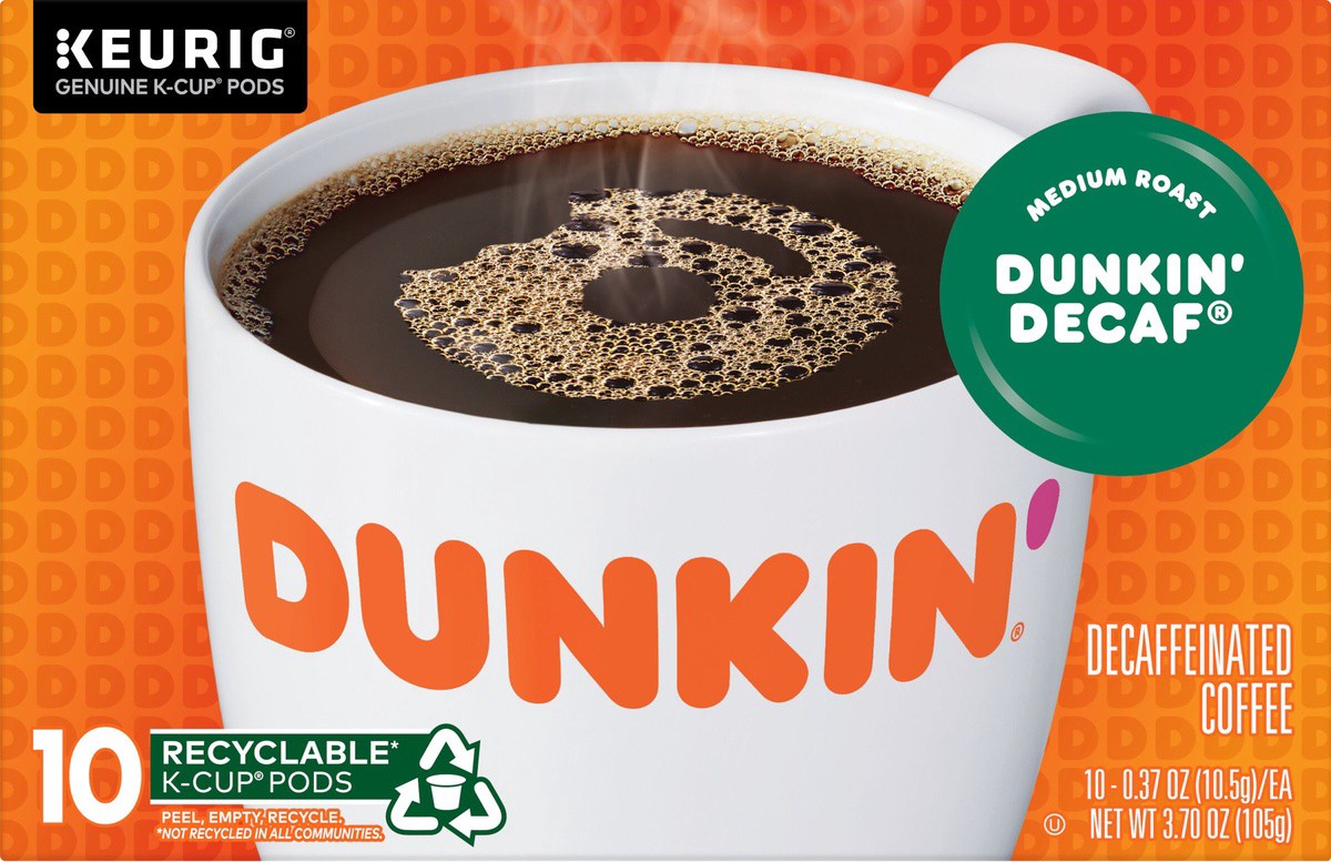 slide 9 of 9, Dunkin' Decaf K-Cup Single-Serve Pods, 10 ct