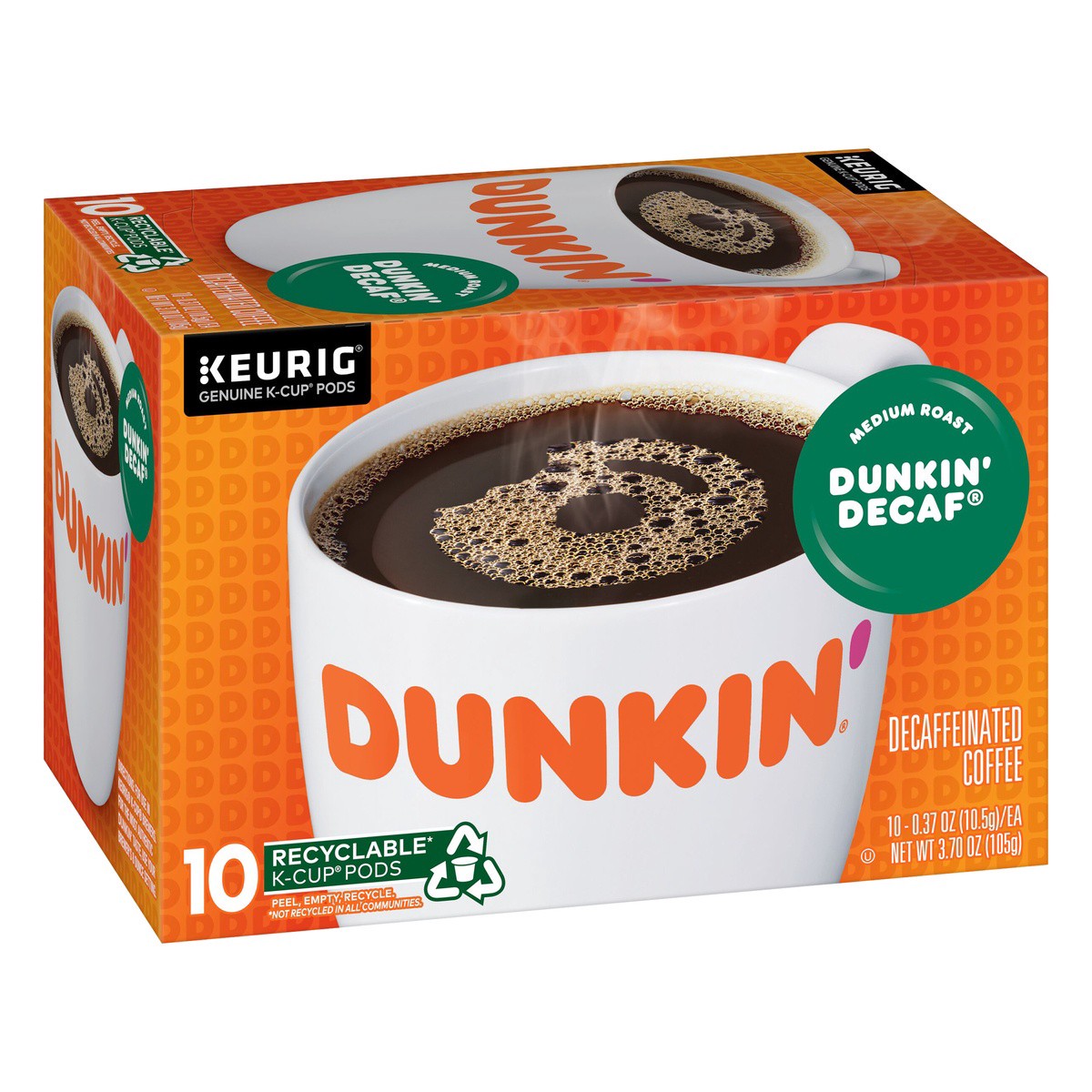 slide 3 of 9, Dunkin' Decaf K-Cup Single-Serve Pods, 10 ct