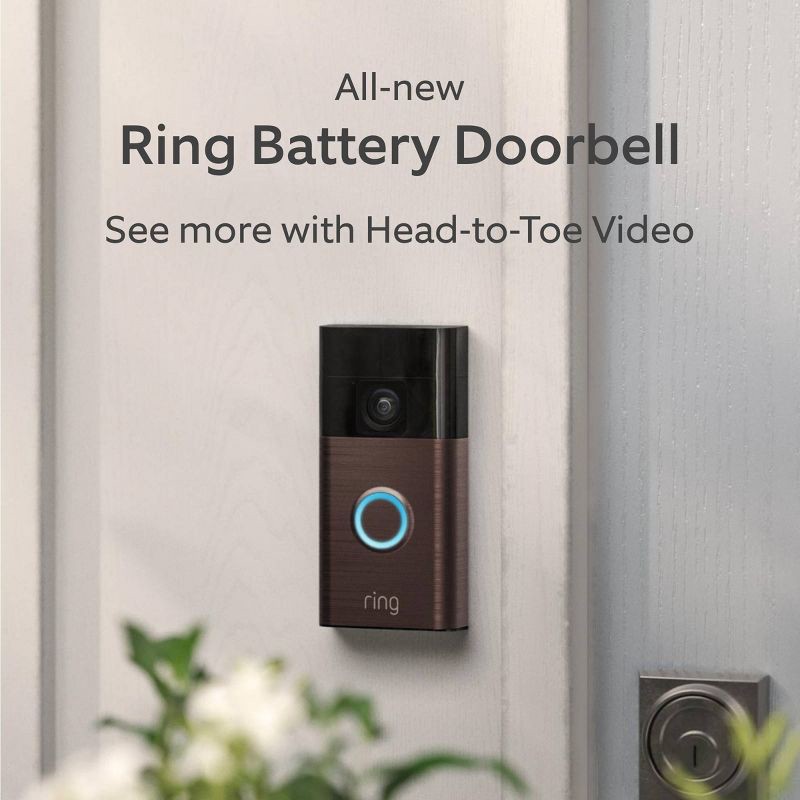 slide 2 of 9, Ring Battery Doorbell with Head-to-Toe HD Video, Live View with Two-Way Talk, and Motion Detection & Alerts - Venetian Bronze, 1 ct