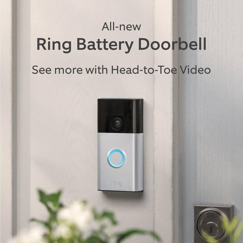 slide 2 of 9, Ring Battery Doorbell with Head-to-Toe HD Video, Live View with Two-Way Talk, and Motion Detection & Alerts - Satin Nickel, 1 ct