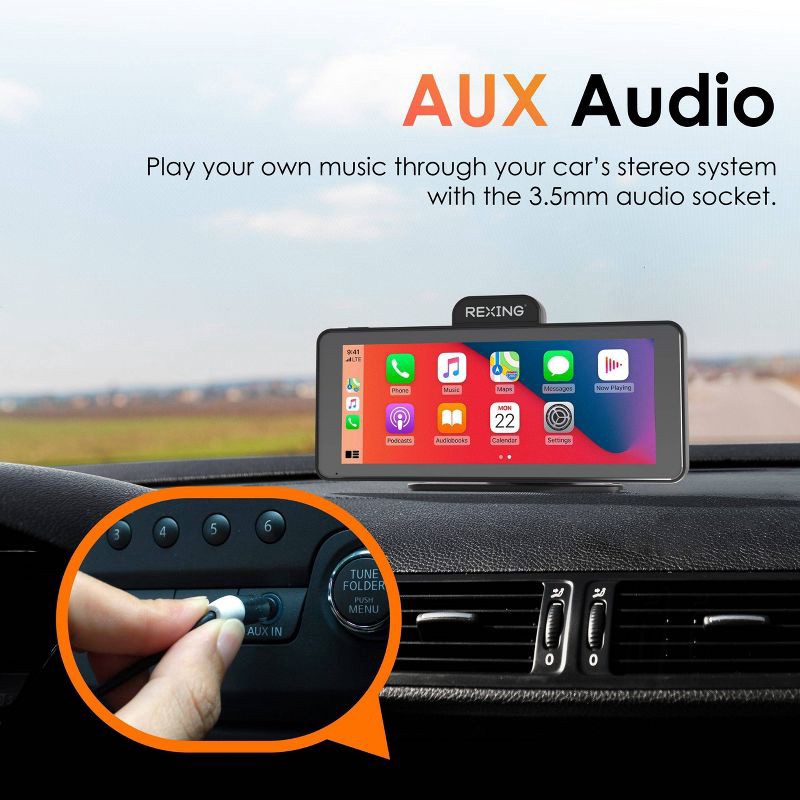 slide 7 of 9, Rexing Wireless Apple CarPlay & Android Auto Display with 4K Dash Cam: Vehicle Electronics Accessory, 1 ct
