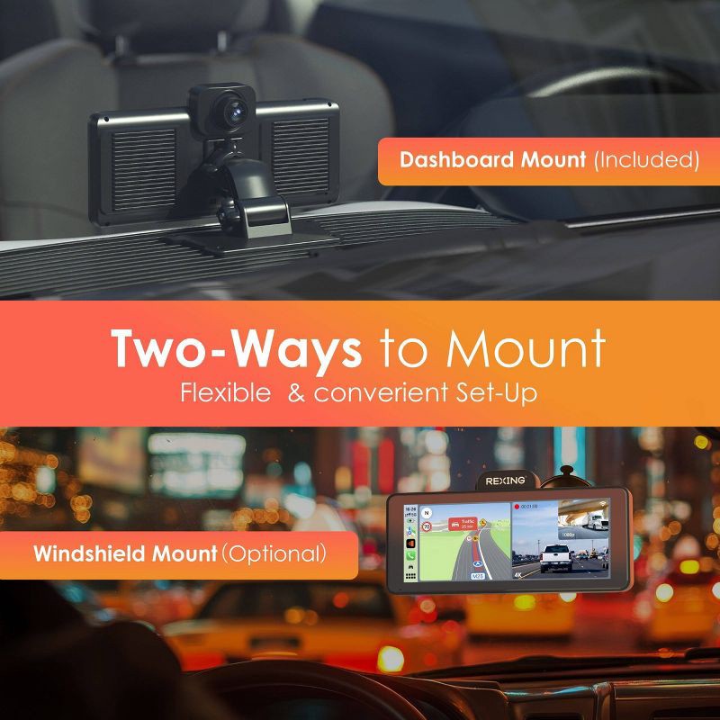 slide 9 of 9, Rexing Wireless Apple CarPlay & Android Auto Display with 4K Dash Cam: Vehicle Electronics Accessory, 1 ct