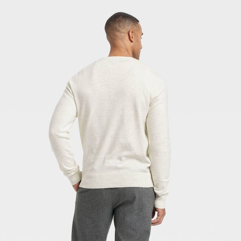 slide 2 of 4, Men's Soft Knit Crew Neck Pullover Sweater - Goodfellow & Co™ Off-White XL: Cotton Blend, Lightweight, Ribbed Cuffs, Machine Washable, 1 ct