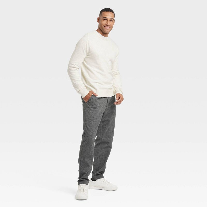 slide 3 of 4, Men's Soft Knit Crew Neck Pullover Sweater - Goodfellow & Co™ Off-White XL: Cotton Blend, Lightweight, Ribbed Cuffs, Machine Washable, 1 ct