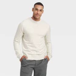 Men's Soft Knit Crew Neck Pullover Sweater - Goodfellow & Co™ Off-White XXL: Lightweight Ribbed Cuffs