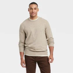 Men's Soft Knit Crewneck Pullover Sweater - Goodfellow & Co™ Taupe M