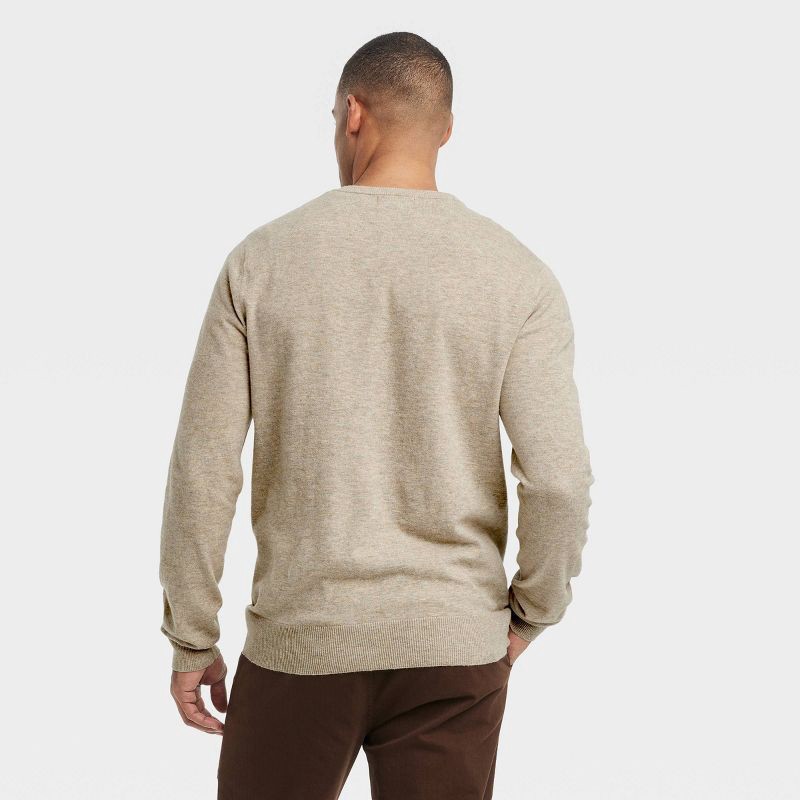 slide 2 of 4, Men's Soft Knit Crewneck Pullover Sweater - Goodfellow & Co™ Taupe L, 1 ct