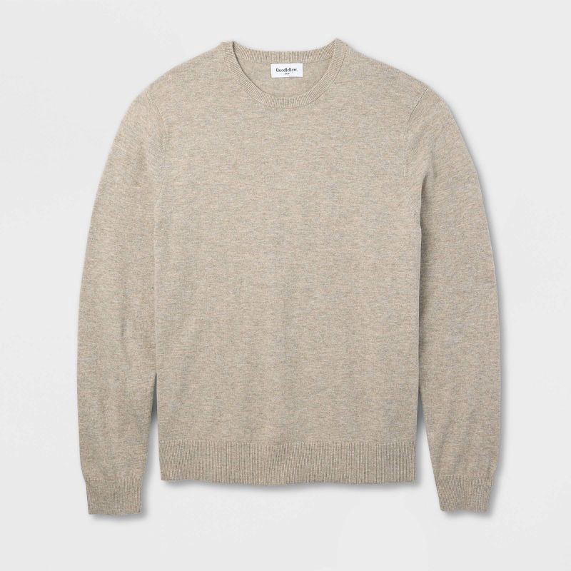 slide 4 of 4, Men's Soft Knit Crewneck Pullover Sweater - Goodfellow & Co™ Taupe L, 1 ct