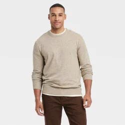 Men's Soft Knit Crewneck Pullover Sweater - Goodfellow & Co™ Taupe L