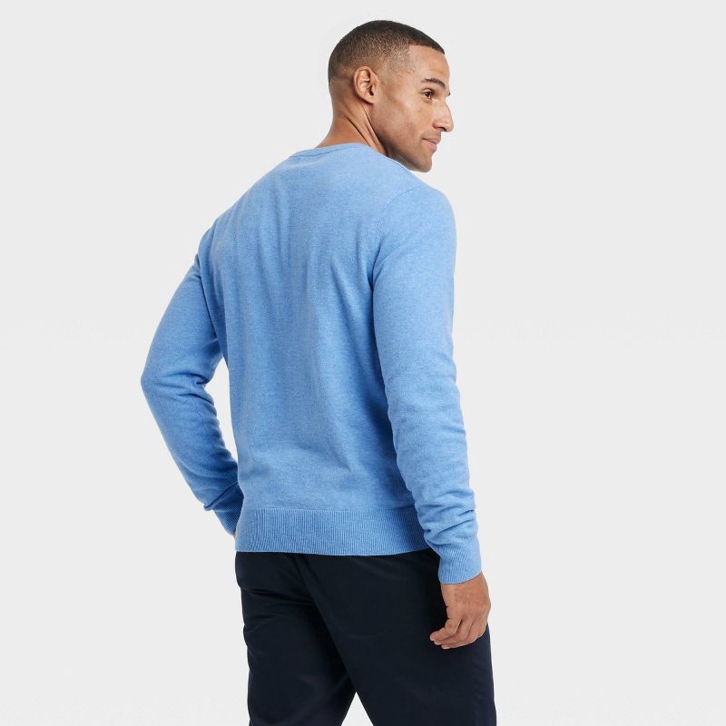 slide 2 of 4, Men's Soft Knit Crewneck Pullover Sweater - Goodfellow & Co™ Blue L, 1 ct