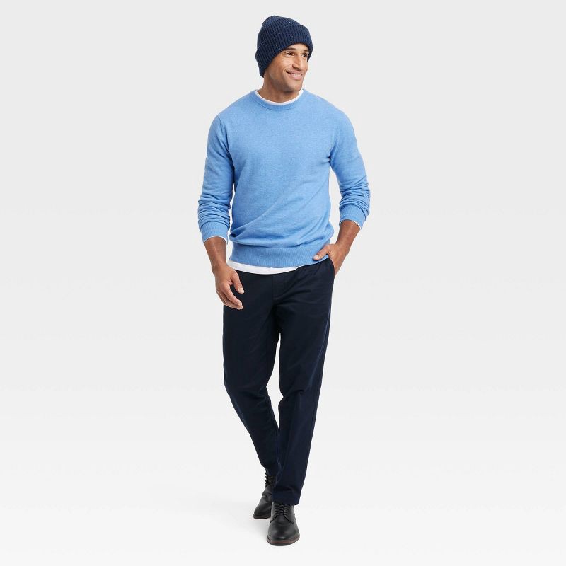slide 3 of 4, Men's Soft Knit Crewneck Pullover Sweater - Goodfellow & Co™ Blue L, 1 ct