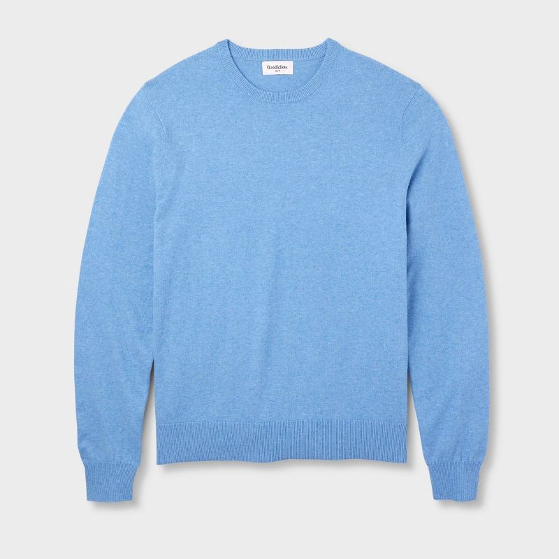 slide 4 of 4, Men's Soft Knit Crewneck Pullover Sweater - Goodfellow & Co™ Blue L, 1 ct
