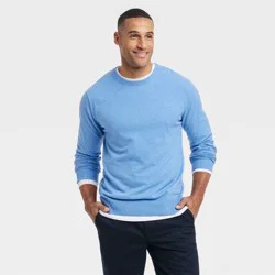 Men's Soft Knit Crewneck Pullover Sweater - Goodfellow & Co™ Blue L
