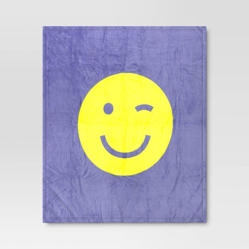 slide 1 of 5, Smiley Chartreuse Flutter Throw Blanket - Room Essentials™: Lightweight Recycled Polyester, 50x60", OEKO-TEX Certified, 1 ct