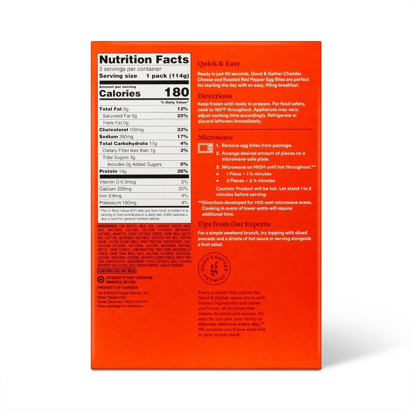 slide 2 of 4, Frozen Cheddar Cheese & Roasted Red Pepper Egg Bites - 12oz - Good & Gather™, 12 oz