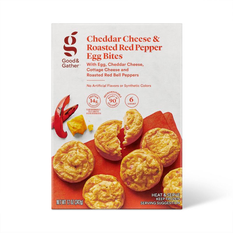 slide 1 of 4, Frozen Cheddar Cheese & Roasted Red Pepper Egg Bites - 12oz - Good & Gather™, 12 oz