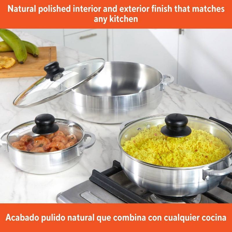 slide 3 of 7, IMUSA 3pc Basic Caldero Set with Glass Lid: Aluminum Cookware, 6-Piece, Electric & Gas Compatible, Hand Wash, 3 ct