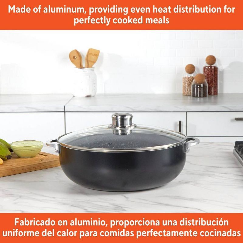 slide 2 of 7, IMUSA 3.2qt Caldero with Dual Speckled Ceramic Set Black: Hand Wash, Electric & Gas Compatible, Aluminum Exterior, 3.2 qt